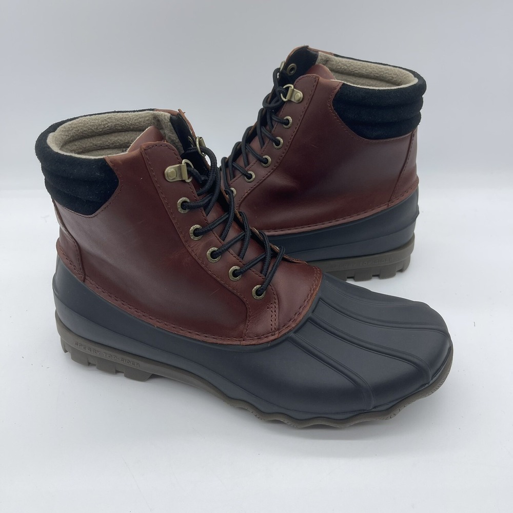 Sperry Men's Size 10 Avenue Duck Boots Black/Amaretto STS10548 Rain Boots